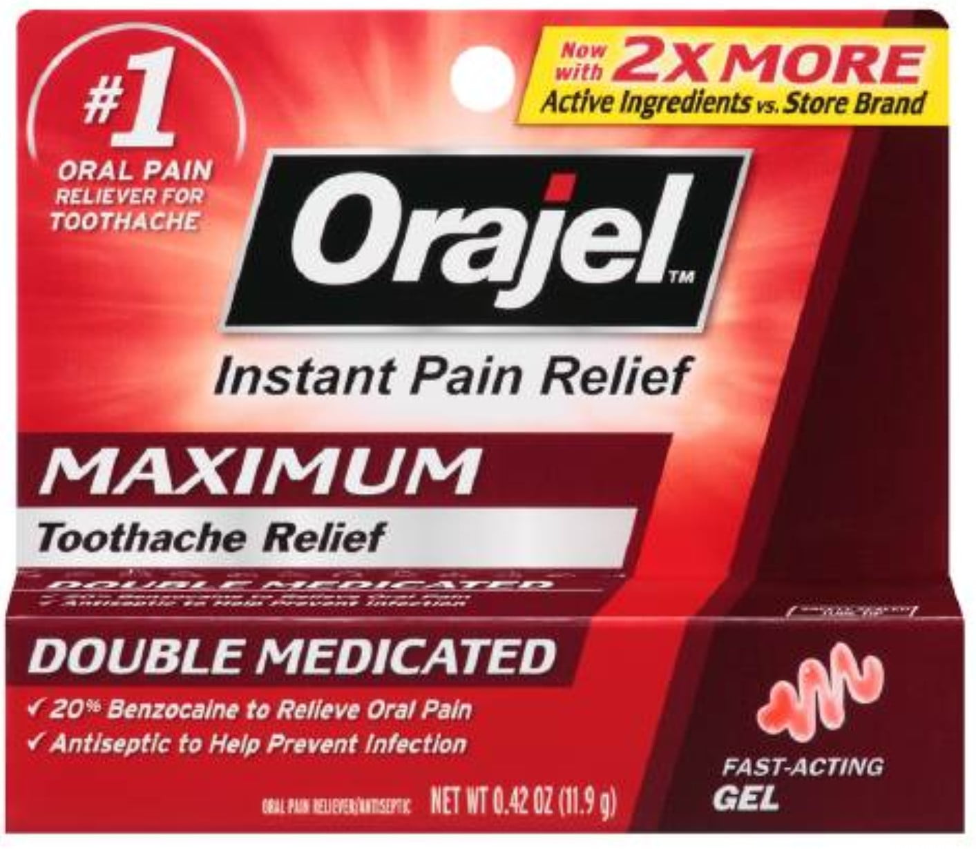 Orajel Maximum Strength Gel 0.42 oz (Pack of 3)