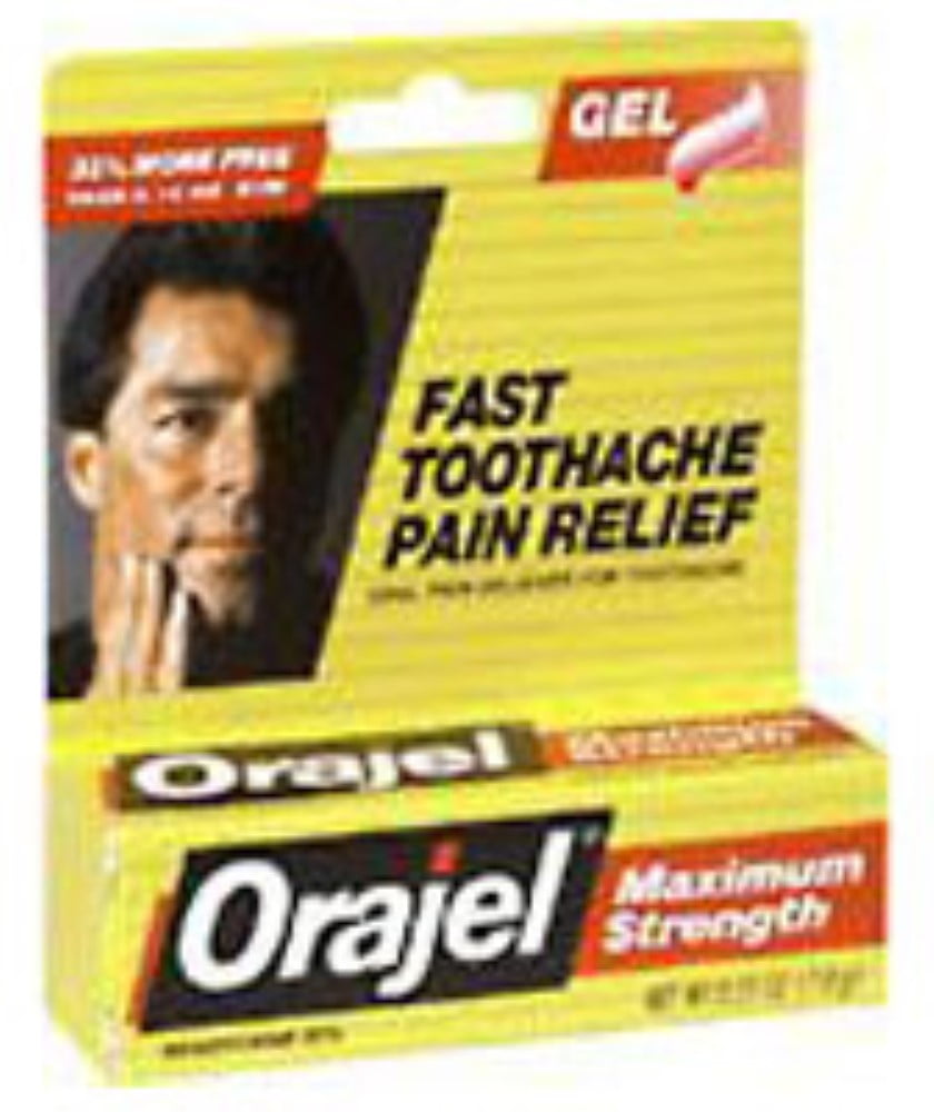 Orajel Maximum Strength Toothache Pain Relief Gel 0.25 oz (Pack of 4)