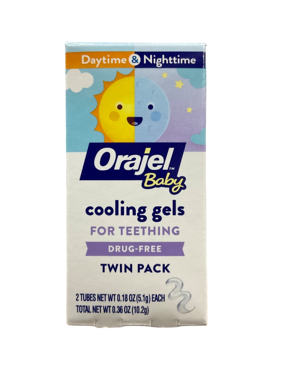 Orajel Non-Med Baby Teething Day & Night Cooling Gels Twin Pack Benzocaine Free 0.18 Oz.