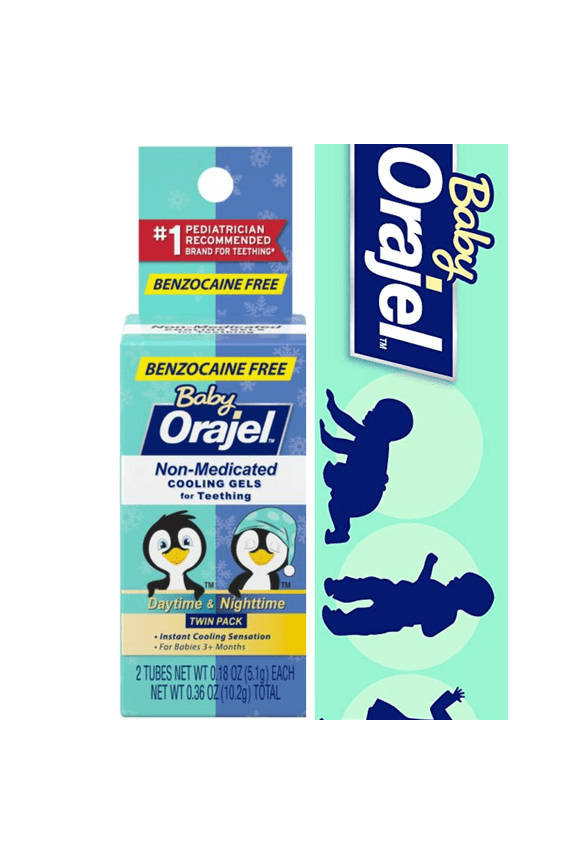 Non-Med Baby Teething Day & Night Cooling Gels Twin Pack Benzocaine Free 0.18 Oz.