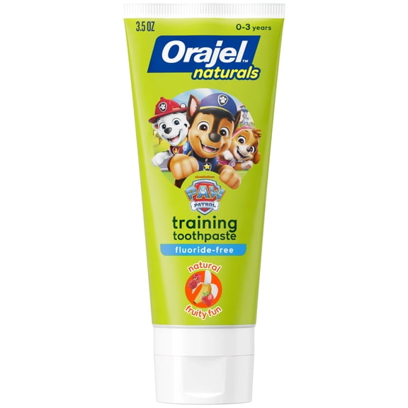 Orajel PAW Patrol Training Toothpaste Fluoride-Free for Kids, Natural Fruity Fun Flavor, 3.5 oz
