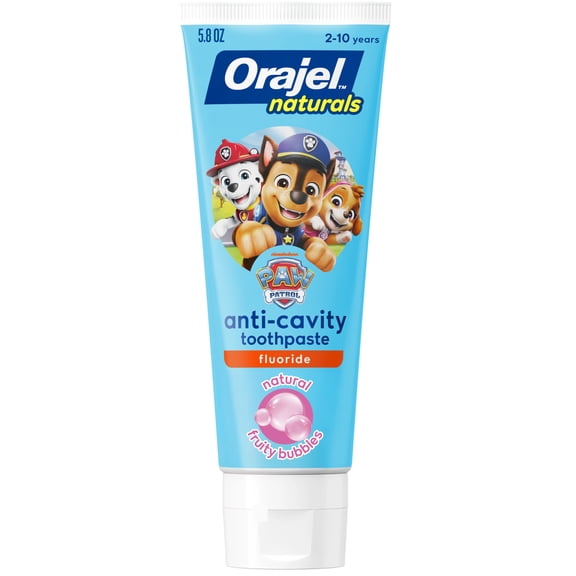 Orajel Naturals PAW Patrol Anti-Cavity Fluoride Toothpaste, Natural Fruity Fun, 5.8 oz