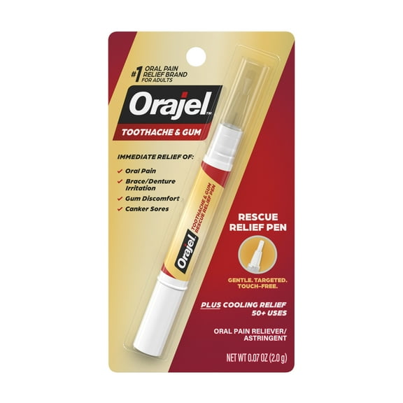 Orajel Rescue Relief Pen with Menthol, Instant Pain Relief, Touch-Free Applicator, 0.07 oz