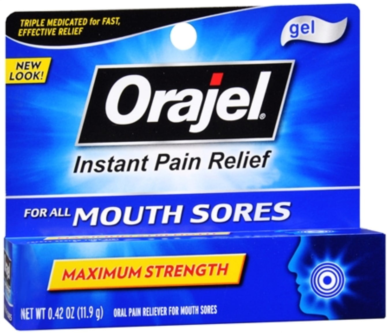 Orajel Triple Medication Mouth Sore Gel, Maximum Strength, 0.42 oz, 3