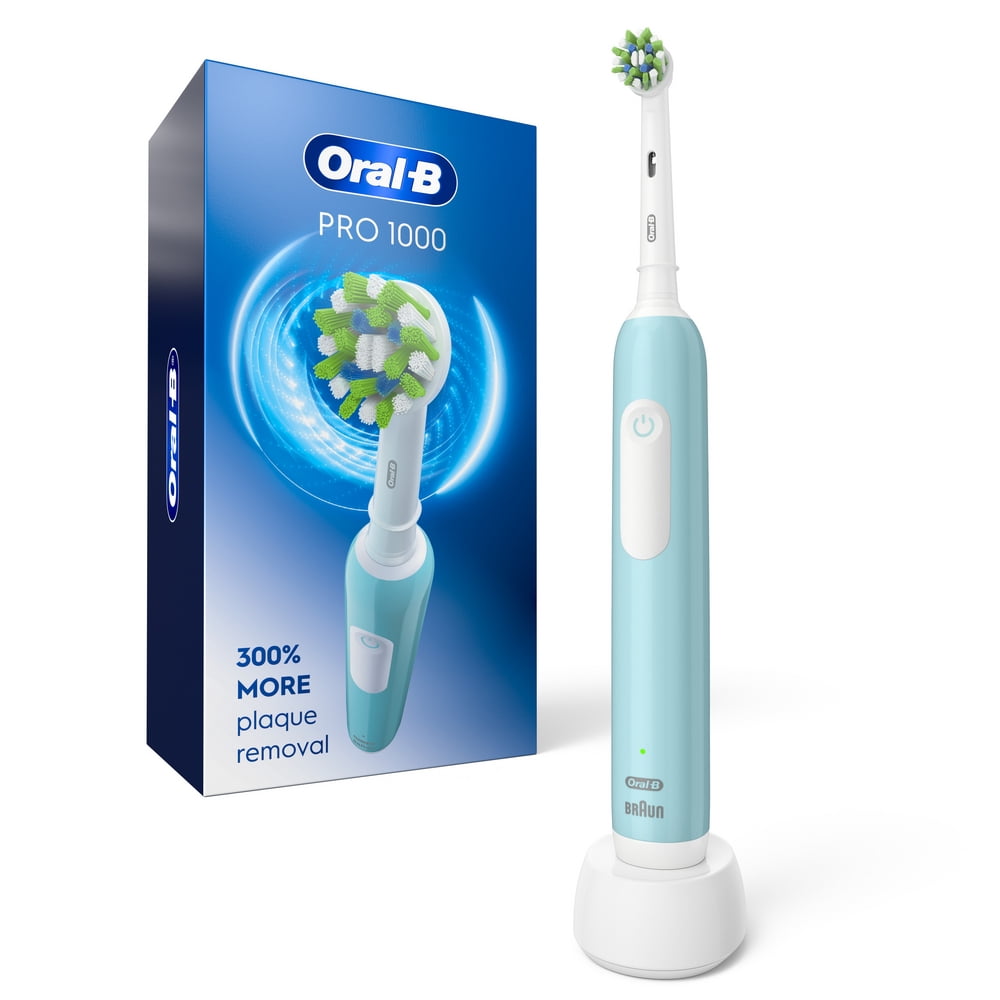 Oral-B 1000 CrossAction Electric Toothbrush, Green, Powered by Braun