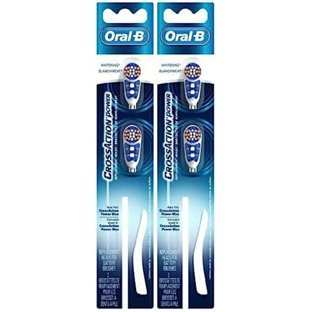 OralB 3D White Battery Electric Toothbrush, White, 2 Ct