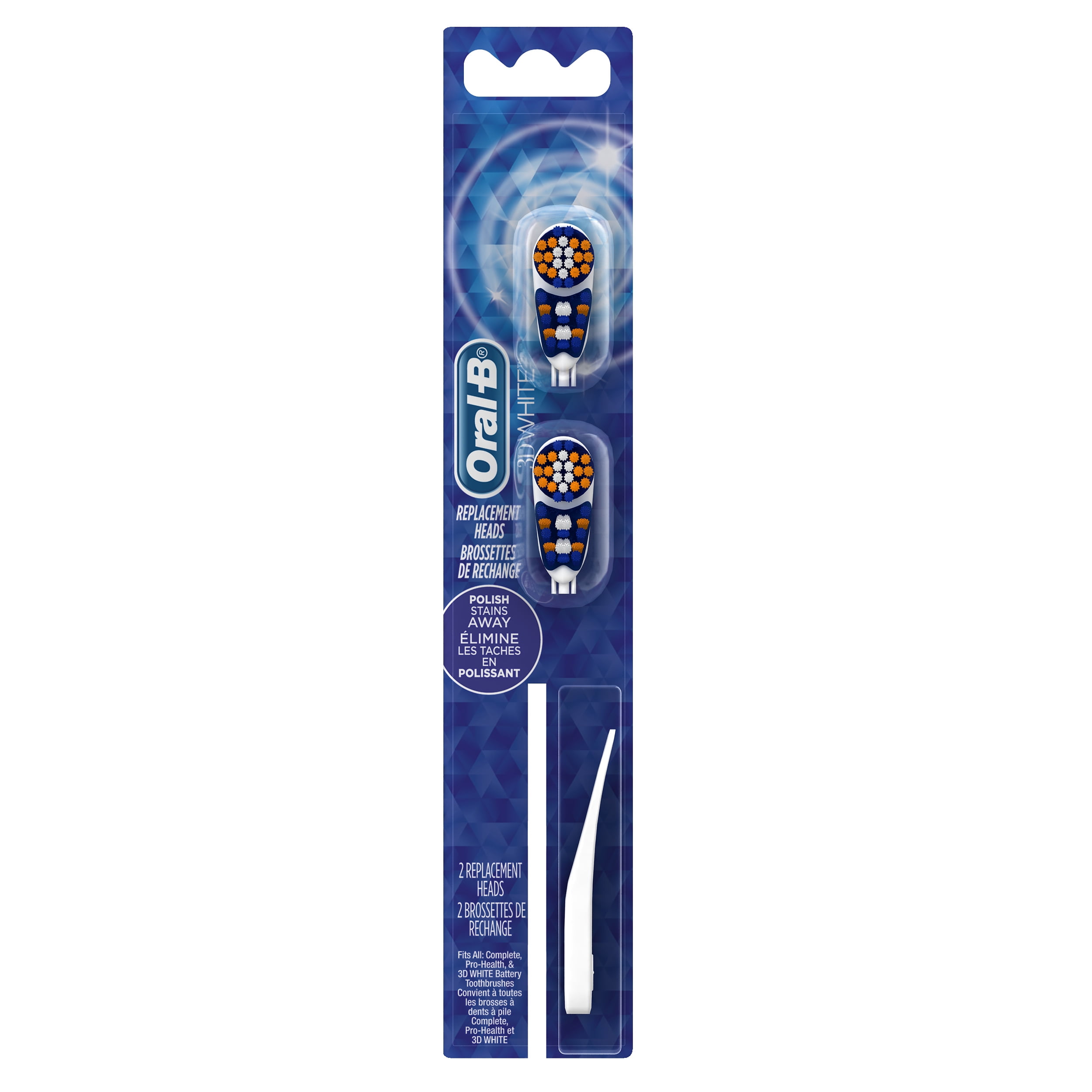 OralB 3D White Battery Electric Toothbrush, White, 2 Ct