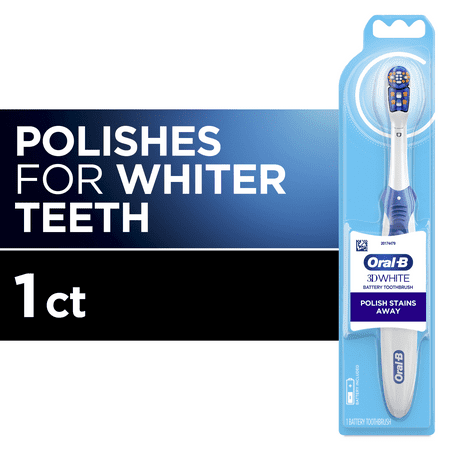 Oral-B 3D White Battery Toothbrush, 1 Count, Colors May Vary, for Adults and Children 3+