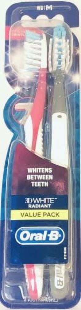 Oral-B 3D White Radiant Whitening Toothbrush 40 Medium Count d1