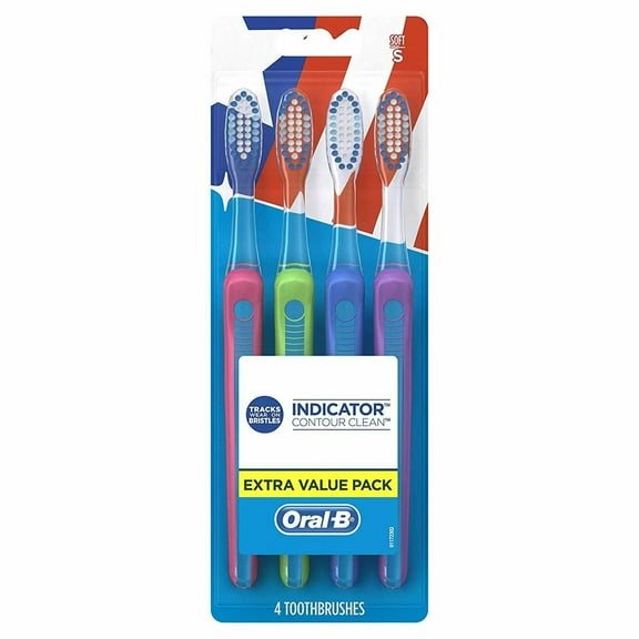 Oral-B 40 Soft Bristles Indicator Contour Clean Toothbrush, 4 Count Pack of 3