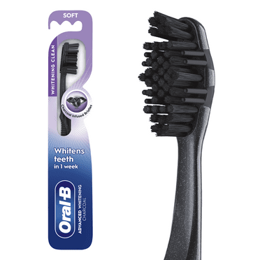 Oral-B Advanced Whitening Charcoal Toothbrush, Soft, 1 Count, for Adults & Children 3+