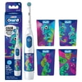 thumbnail interactive-video image 1 of Oral‑B Battery Powered Kids Toothbrush with Color‑Changing Compact Bristles, Ages 3+, 1 of 7