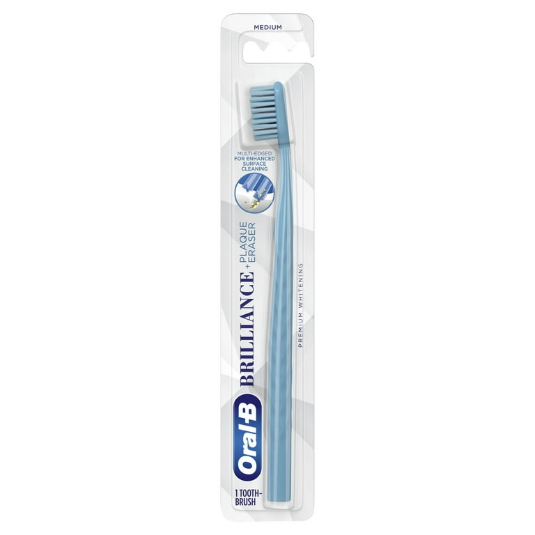 Oral-B Brilliance Whitening Toothbrush, Medium, Sky Blue, 1 Count, for  Adults and Children 3+