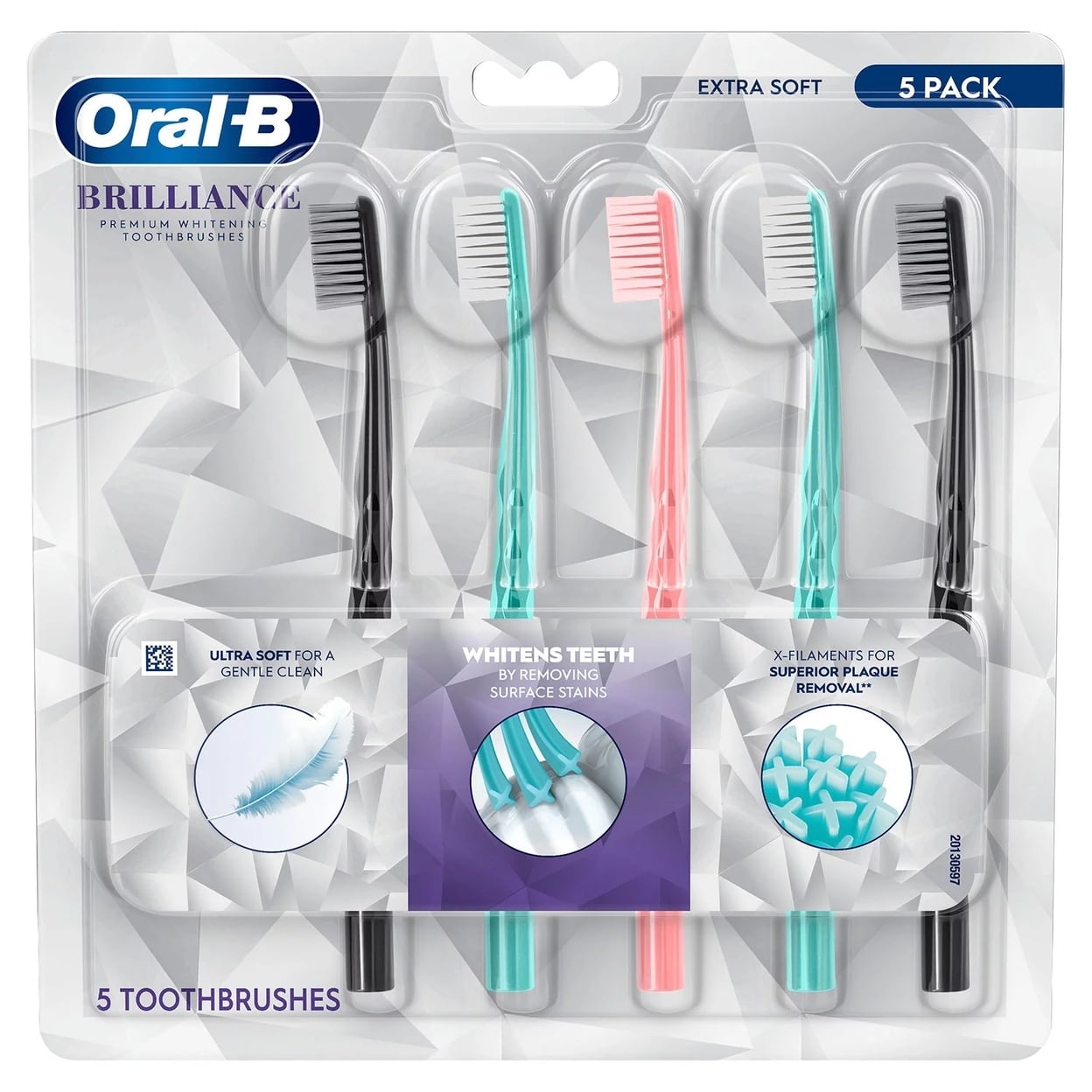 OralB Brilliance Whitening Toothbrush with X Filaments, Extra Soft (5