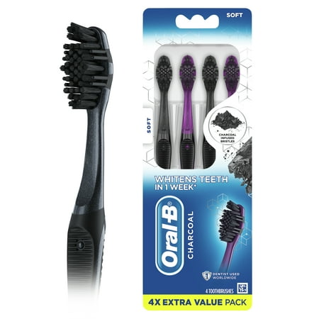 Oral-B Charcoal Toothbrush, Soft, 4 Count