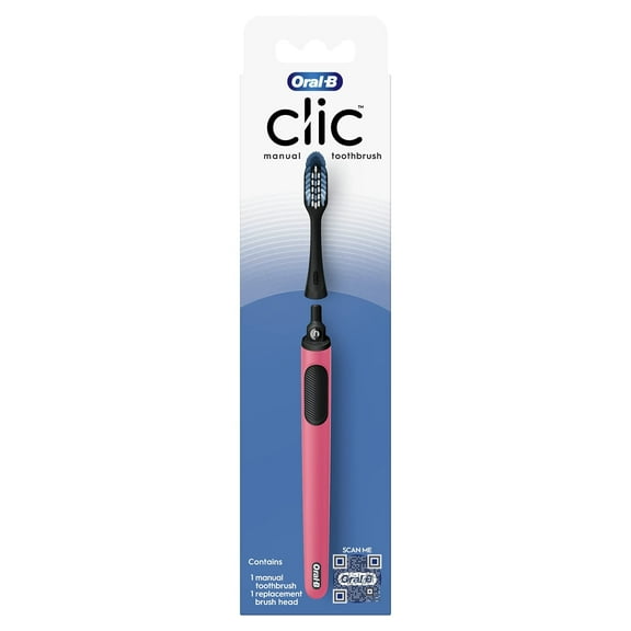 Oral-B Clic Manual Toothbrush, Coral, with Replaceable Brush Head - 1 Count
