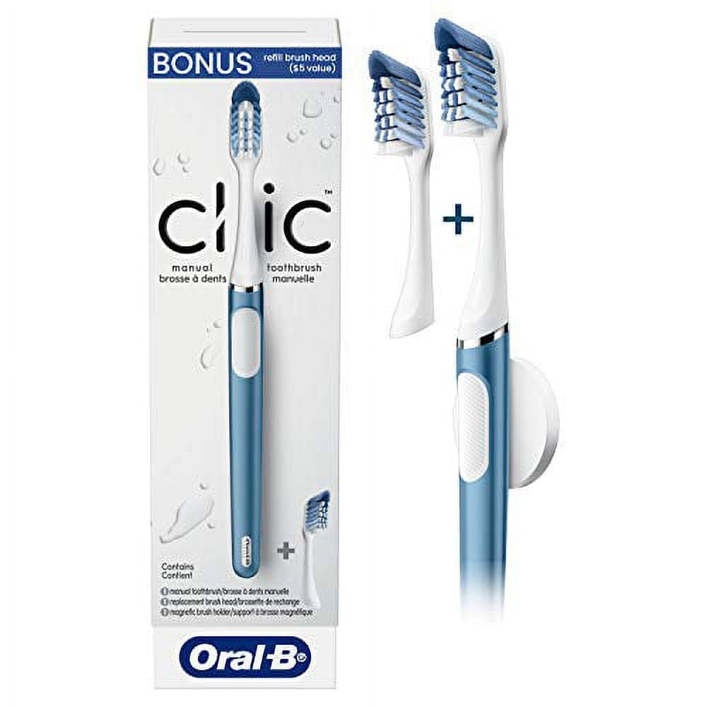 OralB Clic Manual Toothbrush with 2 Replaceable Heads and