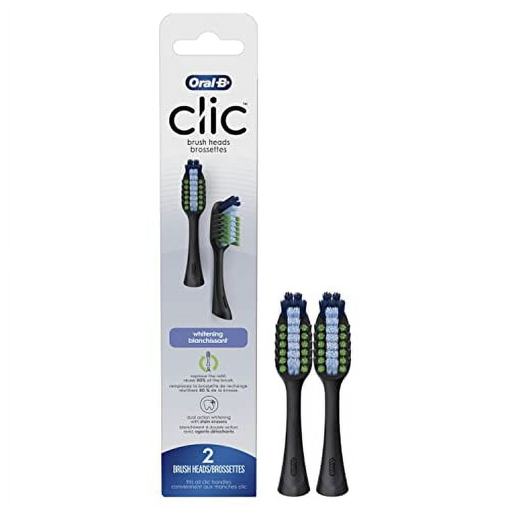OralB Clic Toothbrush Replacement Brush Heads, Whitening, Black, 2