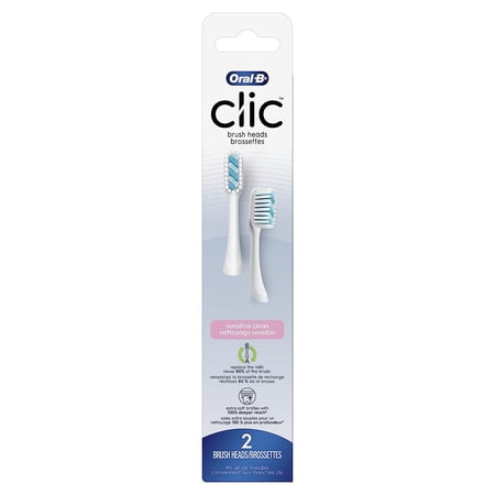 Oral-B Clic Toothbrush Sensitive Clean Replacement Brush Heads, White, 2 Count