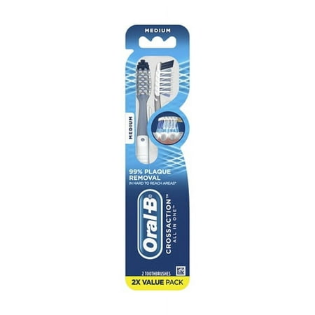Oral B Cross Action All In One Toothbrush Twin Pack, Medium Bristle, 2 Ea, 2 Pack