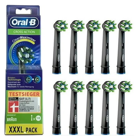 Oral-B Cross Action CleanMaximiser Replacement Electric Toothbrush Brush Head Refills, XXXL Pack-10 Count