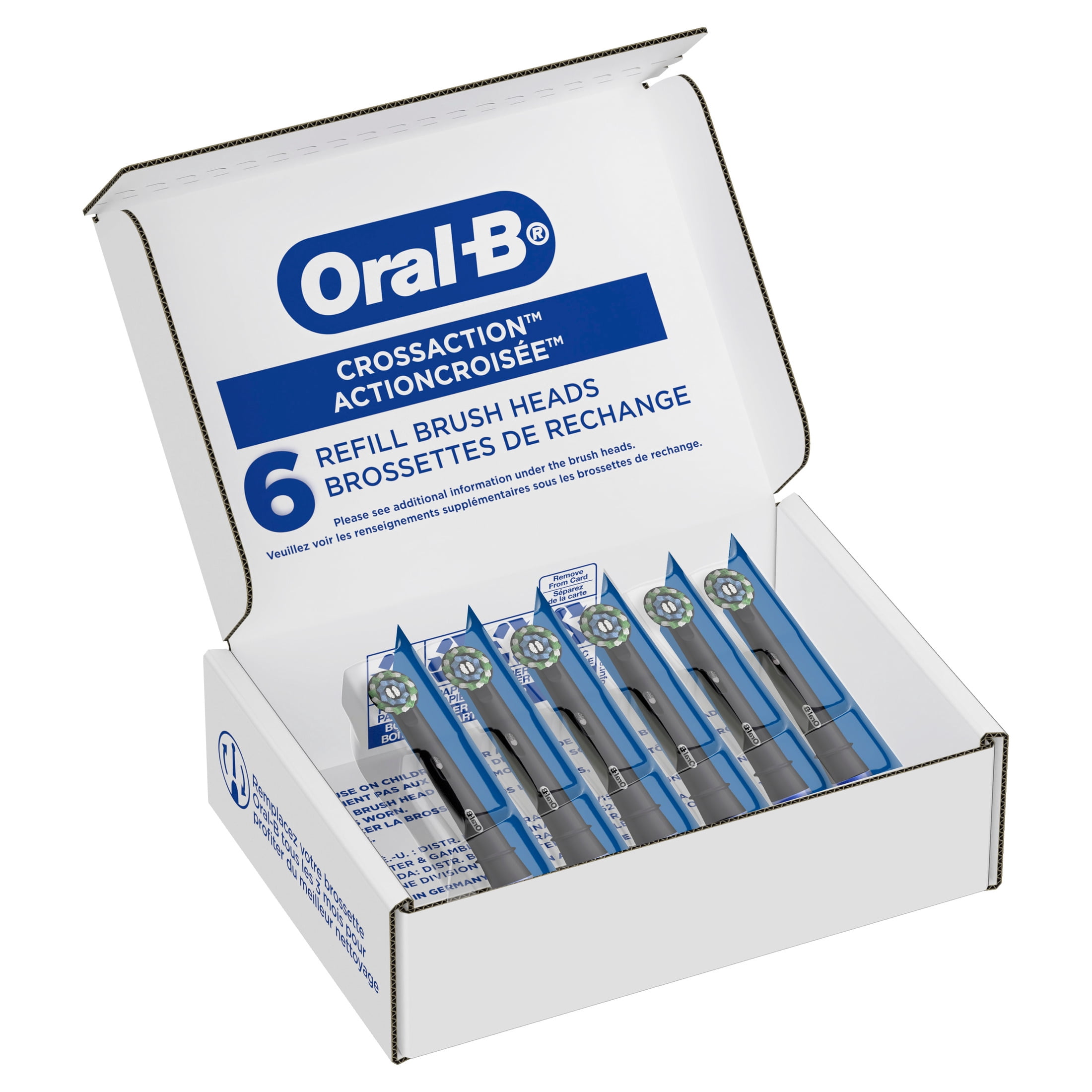 Oral-B Toothbrush Heads, Cross Action Replacement Brush Heads for an Oral-B Electric Toothbrush, Pack of 6, Black