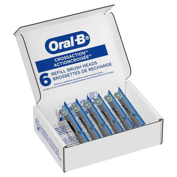 Oral-B Toothbrush Heads, Cross Action Replacement Brush Heads for an Oral-B Electric Toothbrush, Pack of 6, Black