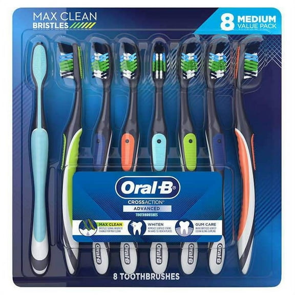 Oral-B CrossAction Advanced Toothbrushes, 8-pack - Medium