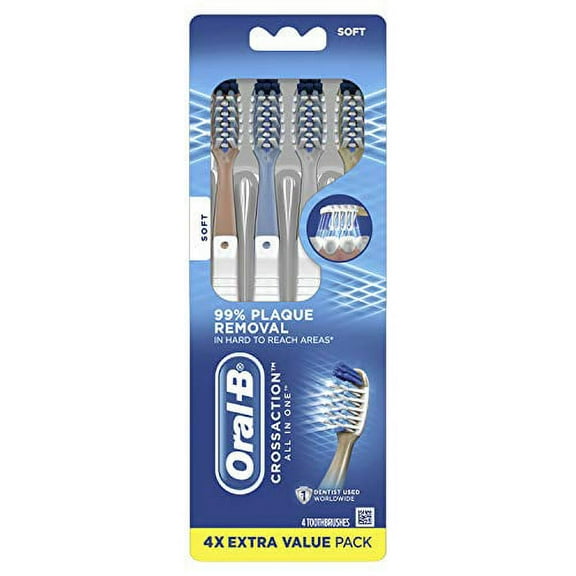 Oral-B CrossAction All In One Manual Toothbrush, Soft, 4 count