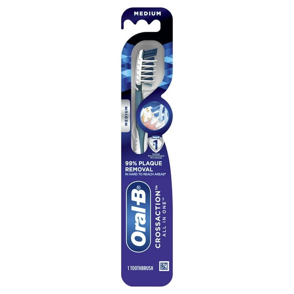 Oral-B CrossAction All In One Toothbrush, Deep Plaque Removal, Medium, 1 Count