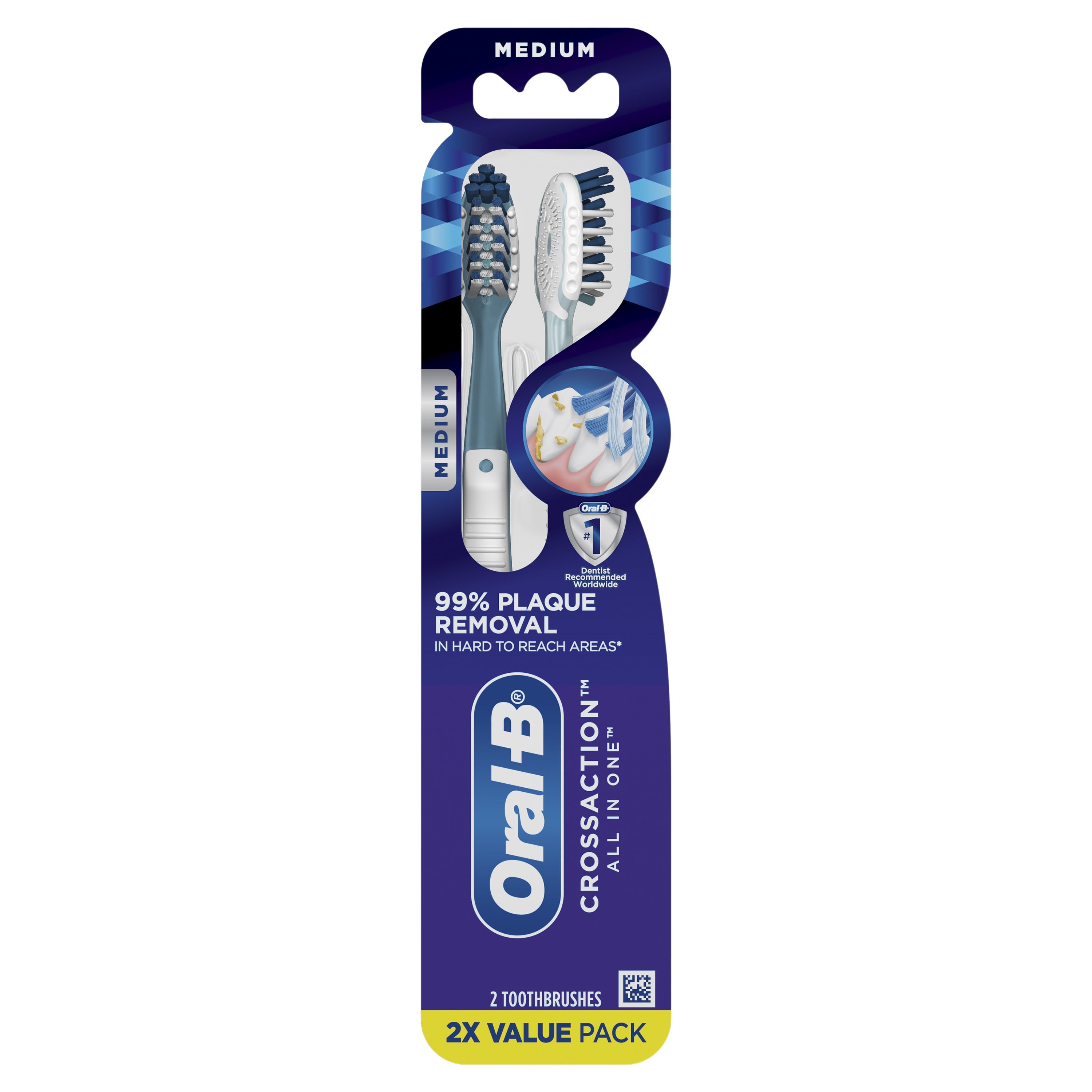 OralB CrossAction All In One Toothbrushes, Deep Plaque Removal, Medium