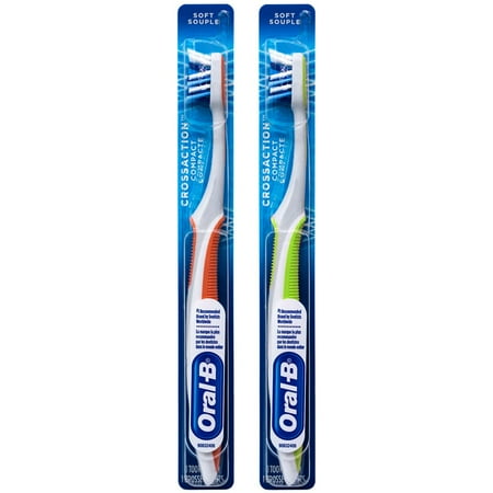 Oral-B CrossAction Compact Toothbrush, 23 Soft (Colors Vary) - Pack of 2