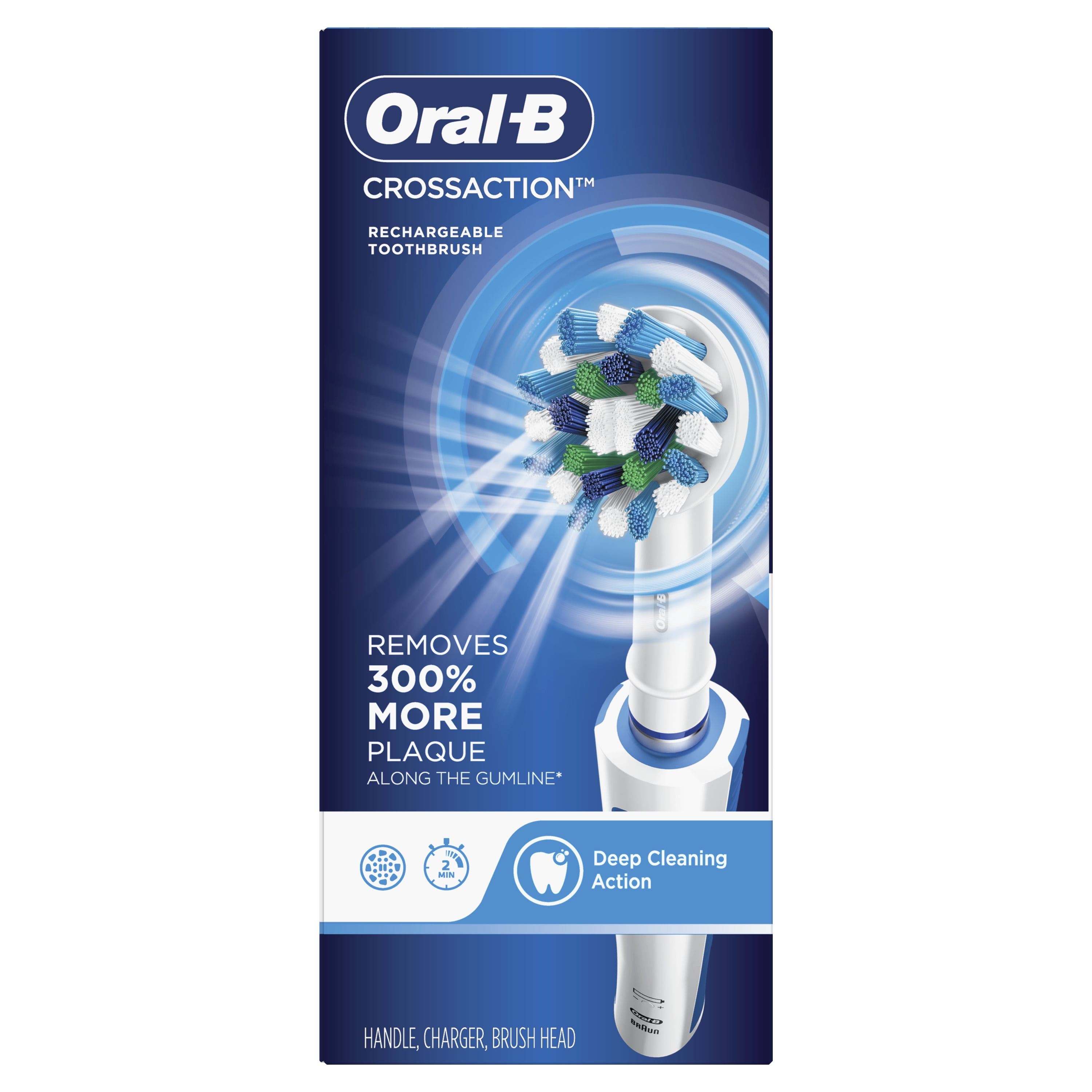 Oral-B CrossAction Electric Toothbrush, Blue, Powered by Braun