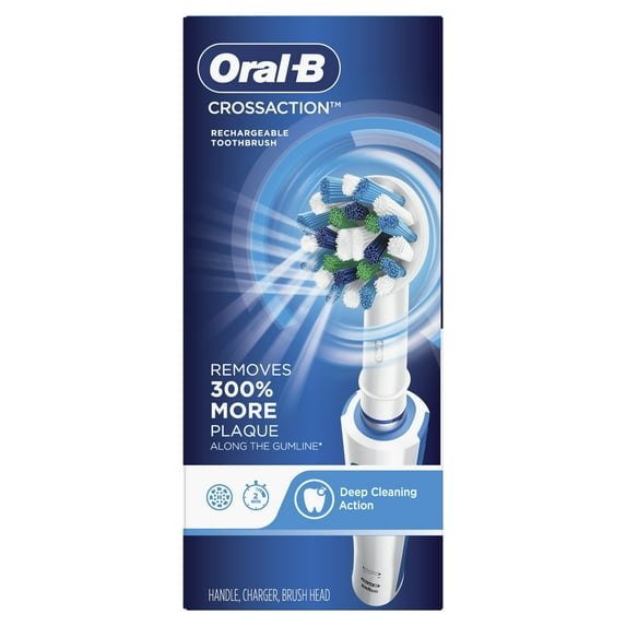 Oral-B CrossAction Electric Toothbrush, Blue, Powered by Braun