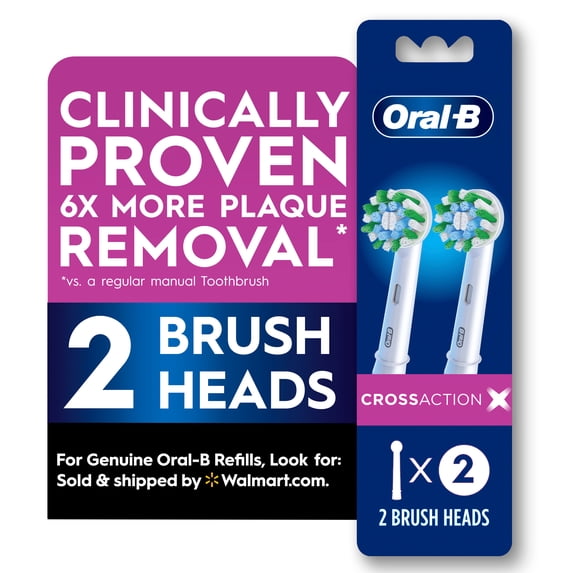 Oral-B Toothbrush Heads, CrossAction Electric Toothbrush Replacement Brush Heads, 2 Count Adults and Children 3+