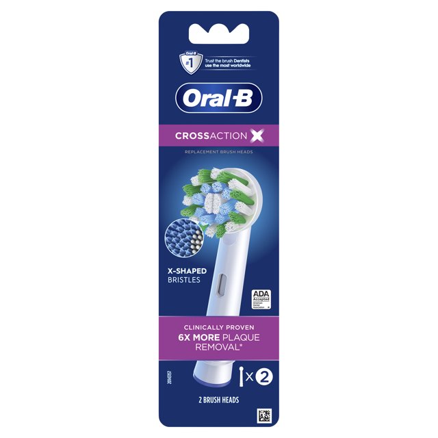 OralB CrossAction Electric Toothbrush Replacement Brush Heads, 2 Ct