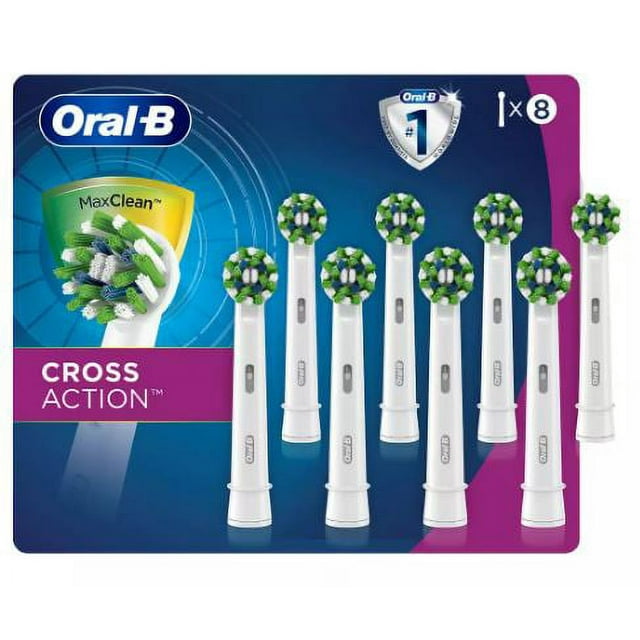 OralB CrossAction Electric Toothbrush Replacement Brush Heads, 8 ct