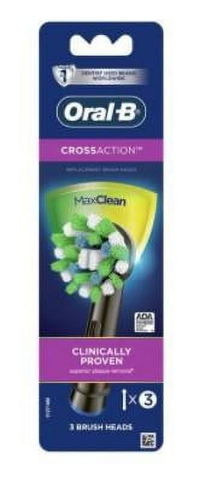 Oral-B CrossAction Electric Toothbrush Replacement Brush Heads, Black, 3 Count
