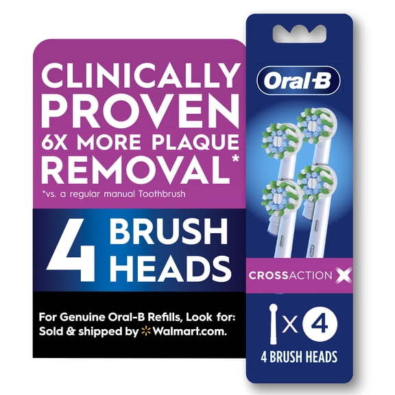 Oral-B CrossActionX X-Filament Replacement Brush Heads, 4 Count