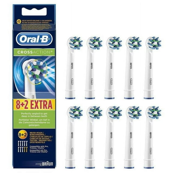 Oral-B CrossAction Replacement Electric Toothbrush Head Refills 10 Count