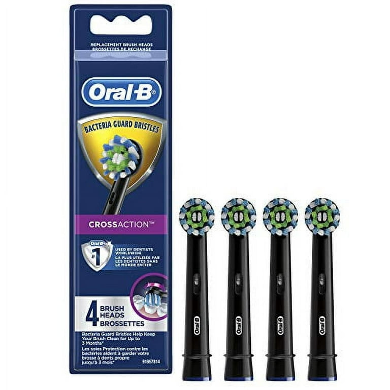 Oral-B CrossAction Electric Toothbrush Replacement Heads, Black, 4