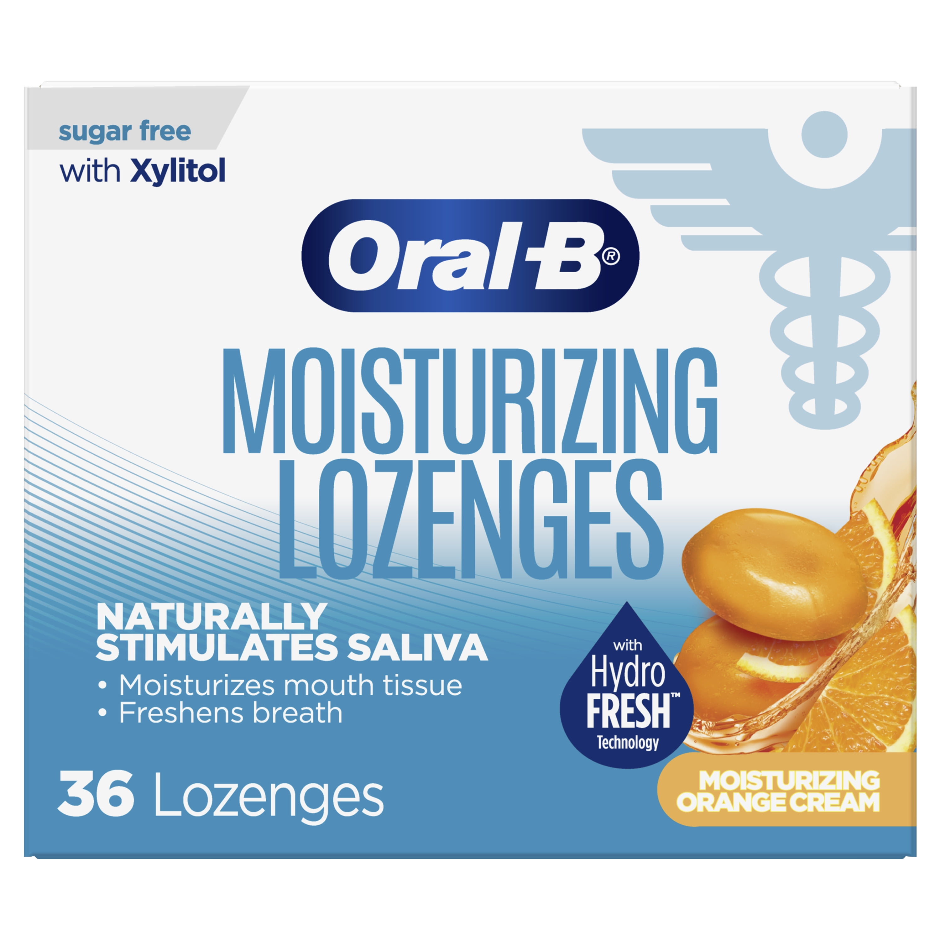 Oral−B D7015266XC Oral-B Dry Mouth Moisturizer Lozenges, Sugar Free Xylitol, Orange