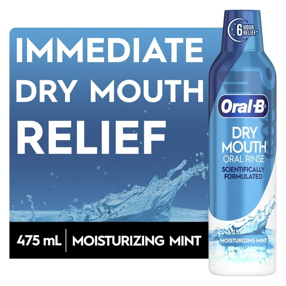 Oral-B Dry Mouth Oral Rinse Mouthwash, Moisturizing Mint, 16 fl oz