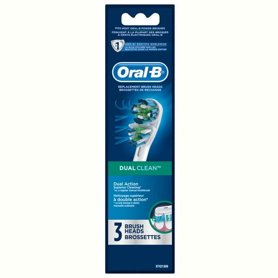 Oral-B Dual Clean EB417 3 Replacement Brush Heads W/ Two Moving Heads