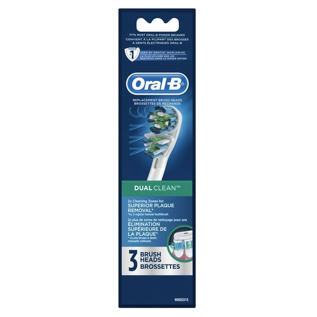 Oral-B Dual Clean Replacement Electric Toothbrush Head, 3 Count