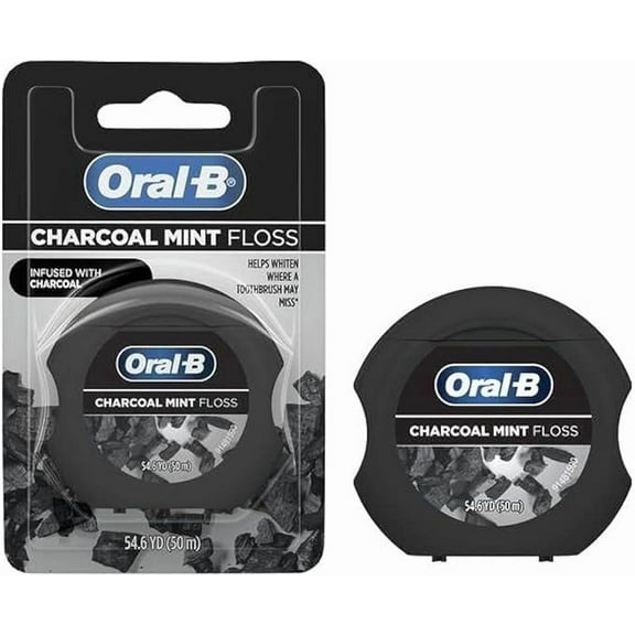 Oral-B Floss Charcoal Mint Disposable Waxed Dental Floss 6 Count