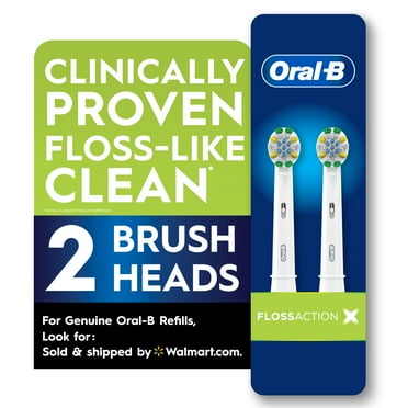 Oral-B FlossAction Electric Toothbrush Replacement Head, White, 2 Count