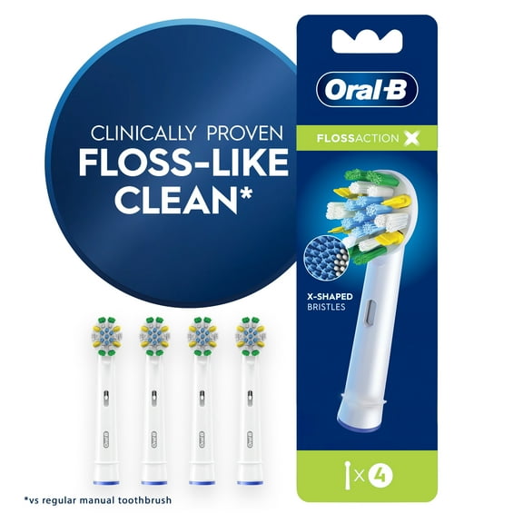 Oral-B FlossAction Electric Toothbrush Replacement Heads, Soft, 4 Count