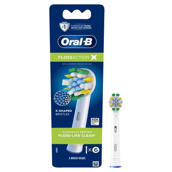 Oral-B Toothbrush Heads, FlossActionX X-Filament Replacement Brush Heads, 6 Count