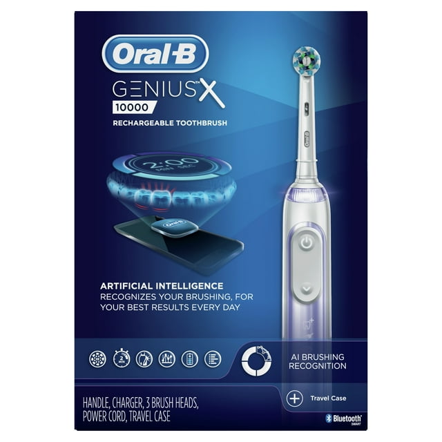 Oral-B Genius X 10000 Rechargeable Electric Toothbrush With Artificial Intelligence, 3 Brush Heads,